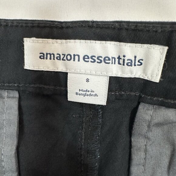 Amazon Essentials Women's Black Chino Shorts Size 8 NWOT Pockets Zipped Button - Picture 4 of 10